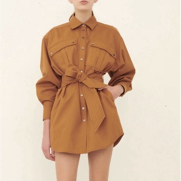 Marissa Webb Dresses & Skirts - NWT Marissa Webb Skyler Belted Brushed Twill-Tunic Dress In Sienna SZ S